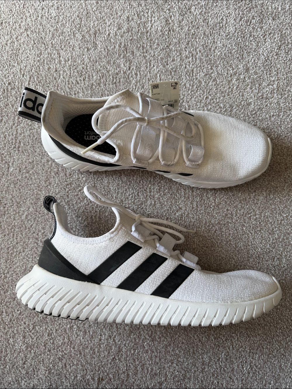 NWT Men’s Adidas Kaptir White and Black Running Sneakers